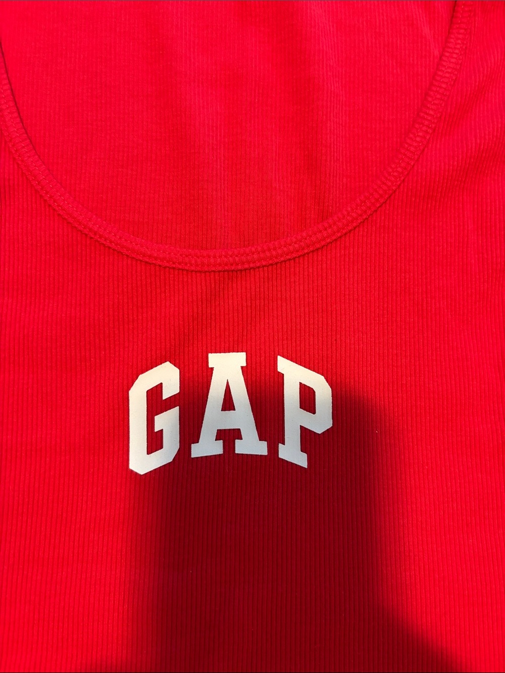 GAP Bright Red Ribbed Scoop Tank Top - Picture 3 of 4